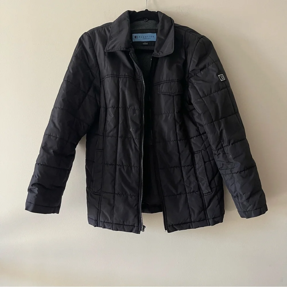 Kenneth Cole Reaction Black Collared Puffer Jacket